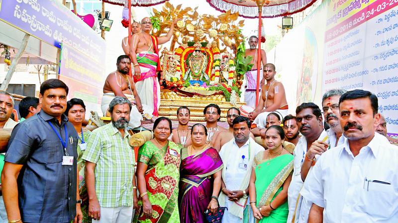 Tirupati: Lord Ramachandra taken on Kalpavruksha Vahanam