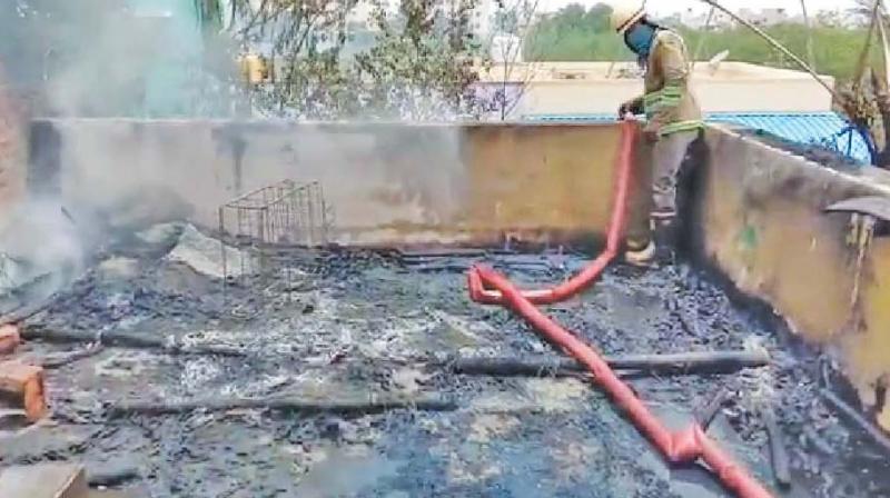 Huts destroyed in  fire at Tambaram