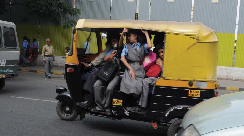 Auto-rickshaws should not carry more than five school children, but we found many had more than 10.