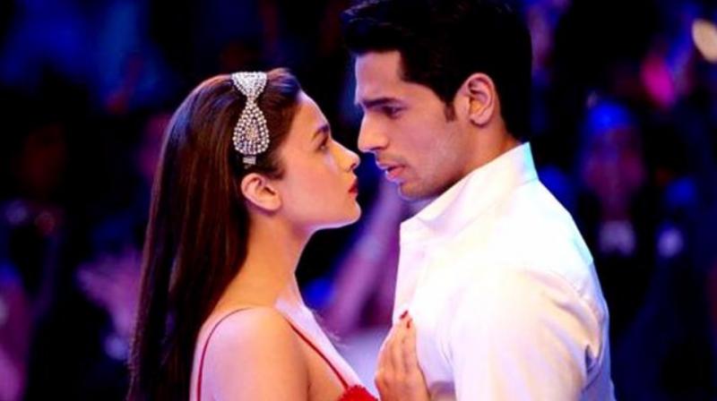 Alia Bhatt and Sidharth Malhotra in a still from the film Student of the Year. Both the actors are said to have started dating after their debut project.