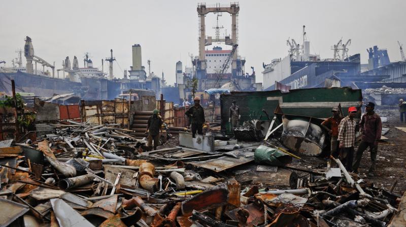 A loud blast rocked a ship docked in the ship breaking yard, setting the ship on fire. (Photo: Representational Image/Youtube grab)