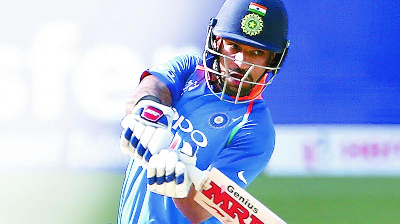 Shikhar Dhawan en route to his century against Hong Kong in the Asia Cup  on Tuesday. (Photo: AP)