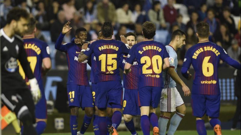 France forward Ousmane Dembele struck his first goal in the Spanish top flight to give Barca the lead against the run of play in the 36th minute. (Photo: AFP)