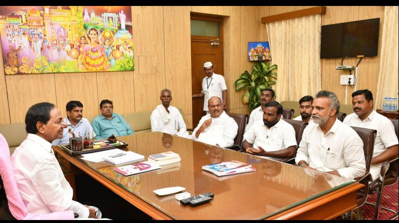 The leaders met Telangana Chief Minister K Chandrashekhar Rao and sought his support for their agitation. They even said they were ready to contest from Telangana Rashtriya Samiti (TRS) tickets, if allotted. (Photo: Twitter | @TelanganaCMO)