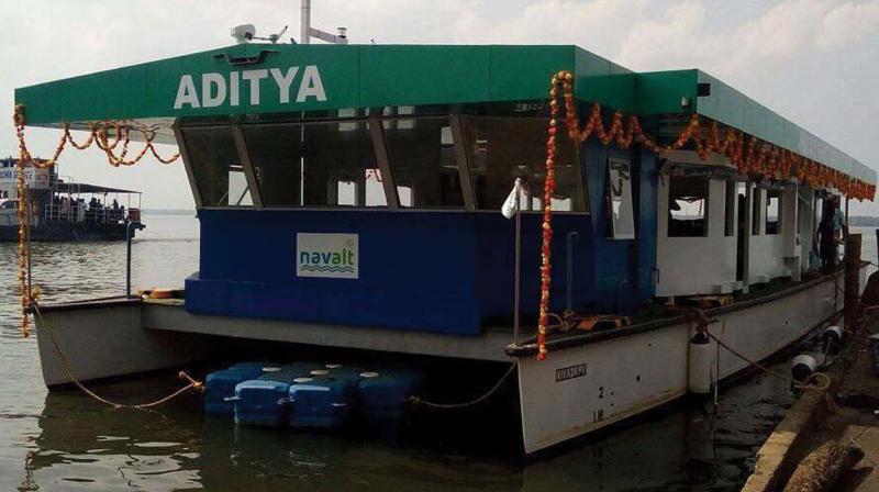 The countrys first solar passenger boat Aaditya was deployed in the section on January 12.