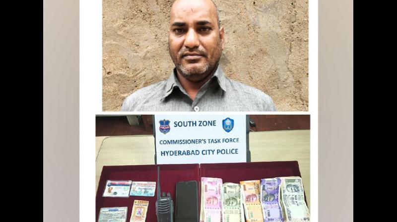 Hyderabad Police have nabbed a 43-year-old man for posing as a police officer with the help of fake ID cards and cheating people on the pretext of offering them a job in the police department. (Photo: ANI)