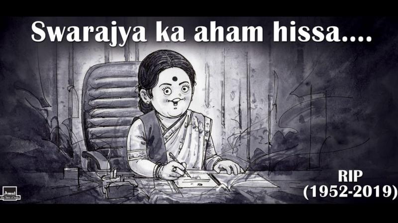 Amul\s ode to Sushma Swaraj leaves many teary-eyed