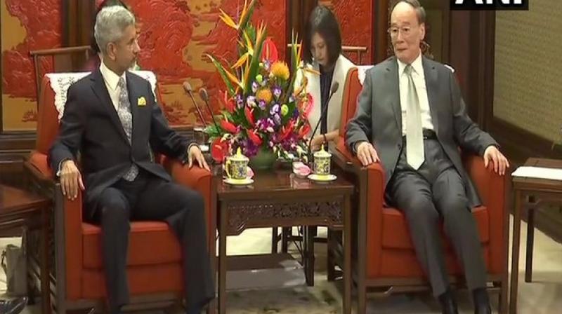 Jaishankar, who arrived here on Sunday, called on Chinese Vice President Wang Qishan at the Zhongnanhai, the picturesque imperial residential complex where top Chinese leaders reside. (Photo: ANI)