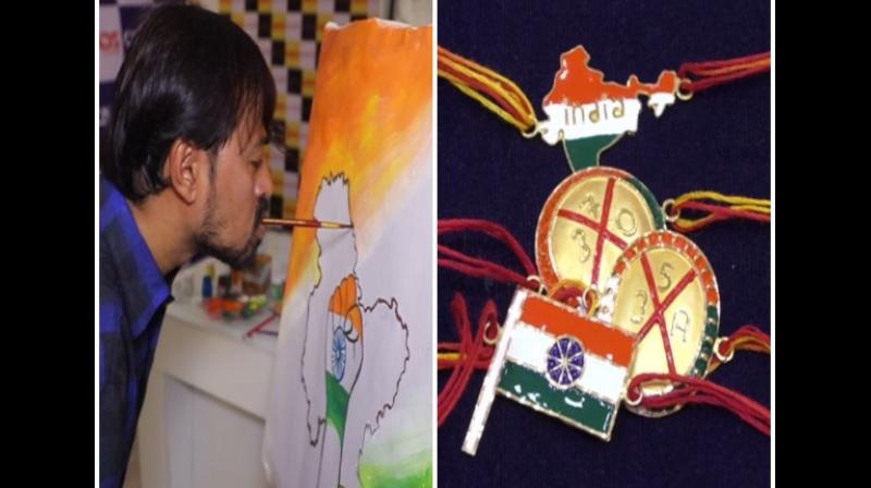 Jewellery shops selling tricolour, \abrogation of Art 370\ themed Rakhis in Surat