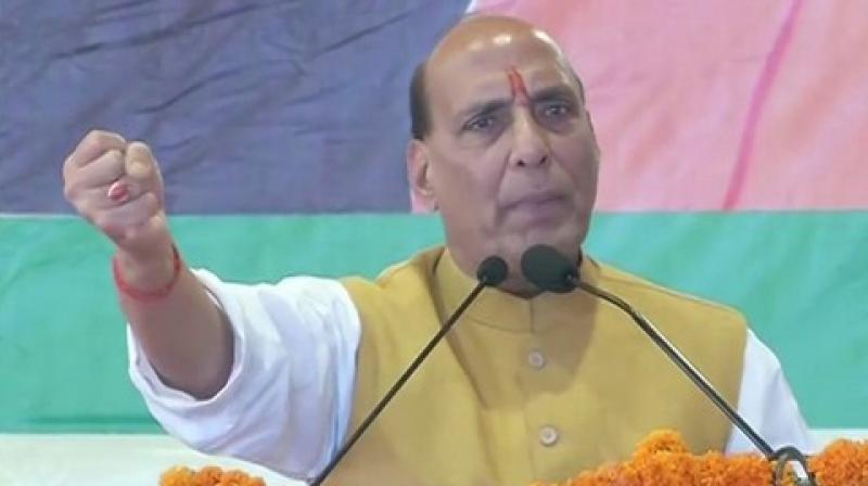 Defence Minister Rajnath Singh said on Sunday, adding that dialogue will only be held if the neighboring nation stops supporting terror. (Photo: ANI)