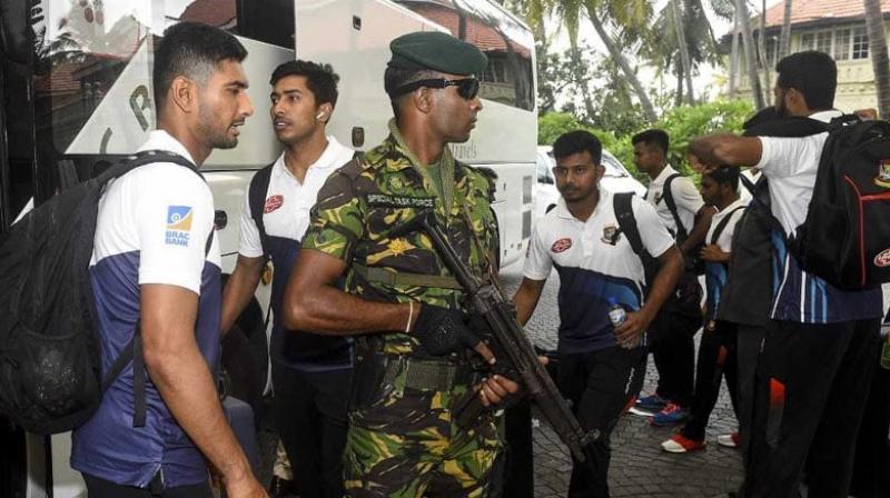 Bangladesh Cricketers provided high security as they arrive in Sri Lanka