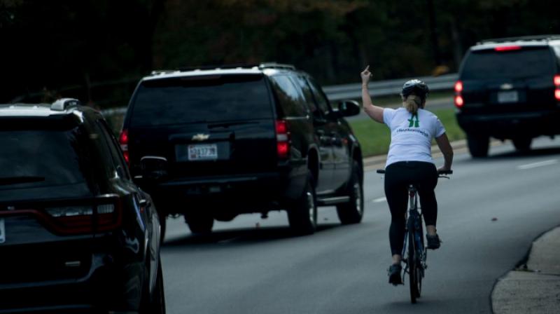 Cyclist who lost her job for flipping off Trump is now running for office