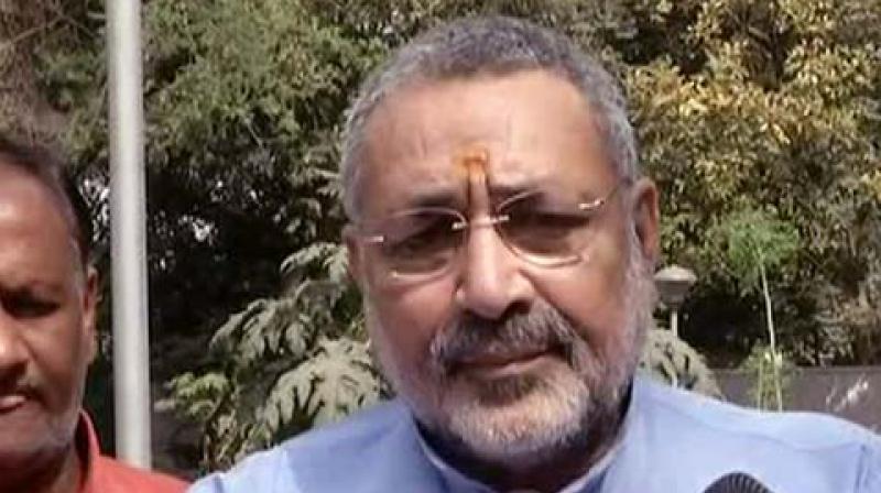 Union Minister Giriraj Singh on Wednesday said that Muslims should follow in the footsteps of Shia Waqf Board and support the construction of Ram temple on the disputed site. (Photo: ANI)
