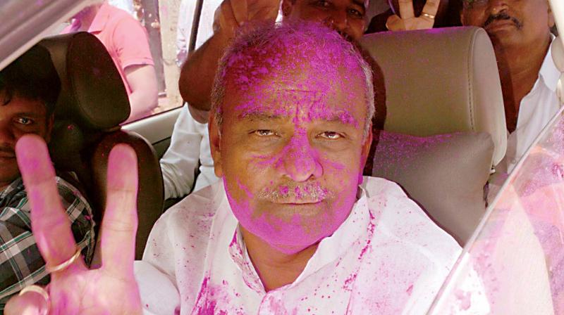 BJPs Hukkeri candidate Umesh Katti after his victory  ( Image: DC)