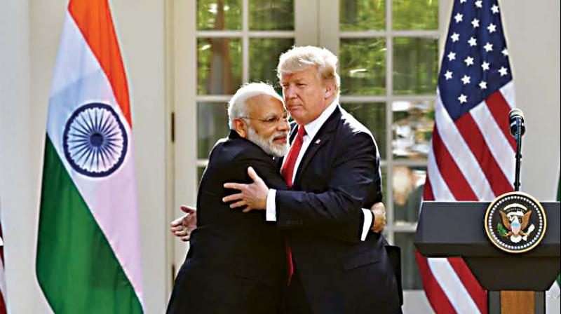 Prime Minister Narendra Modi during an interaction with US President Donald Trump in 2017