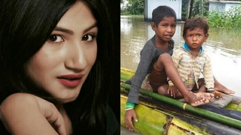 Mahika Sharma helps Assam flood victims.