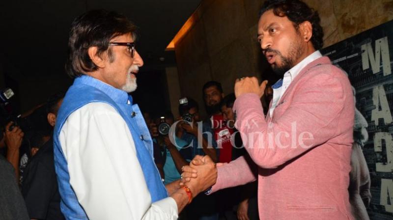 Amitabh Bachchan and Irrfan Khan at an event.