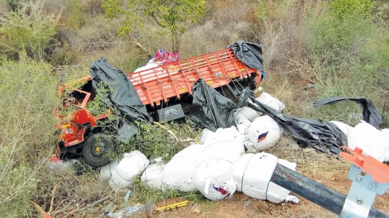 Erode: Two injured as truck rolls down into gorge