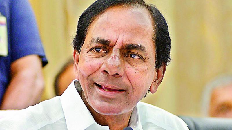 Chief Minister K. Chandrasekhar Rao speaks at a press conference in Hyderabad on Wednesday. (Photo: P. Anil Kumar)