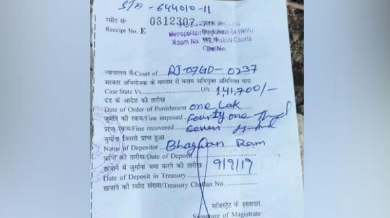 The truck, having a Rajasthan registration number, was caught by the enforcement team on Thursday, the transport department official. (Photo: ANI)