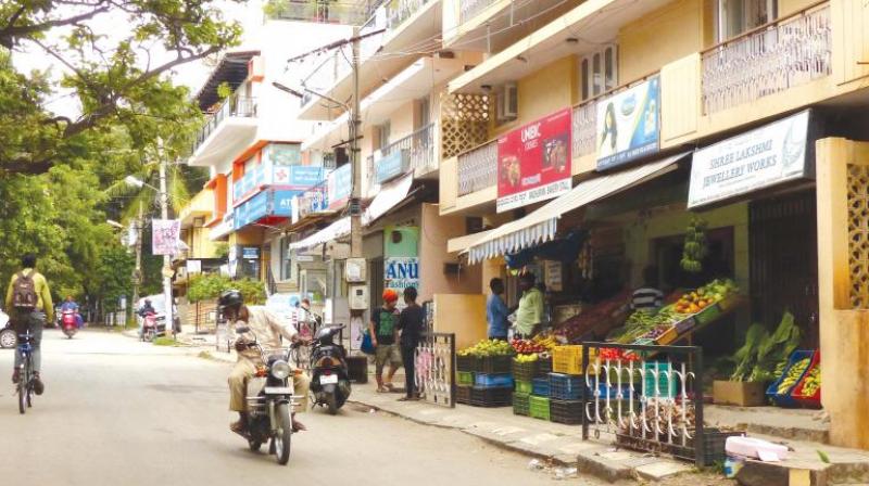 Commercial establishments on 10th A Main Road in Indiranagar in Bengaluru.