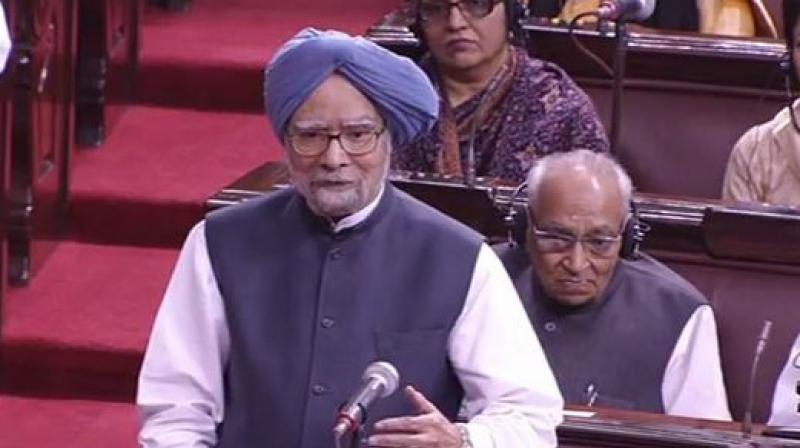 Former Prime Minister Manmohan Singh speaks in Rajya Sabha. (Photo: YouTube screenshot)