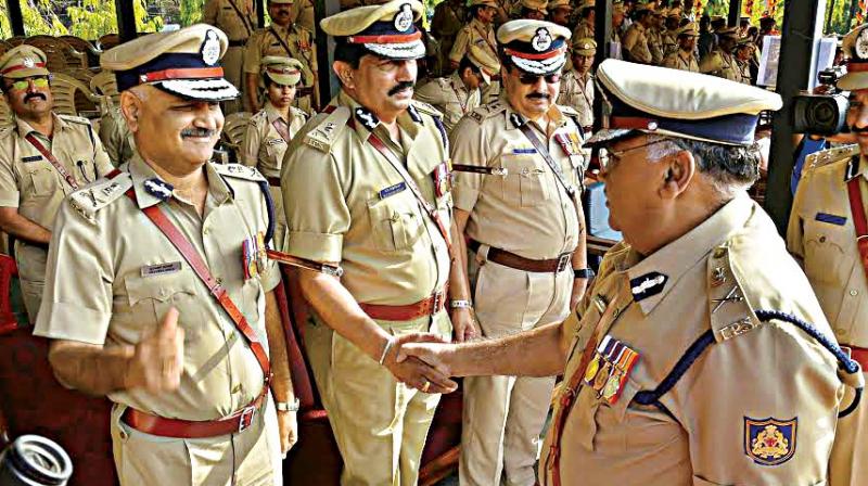 The newly appointed DG & IGP of Karnataka at the farewell parade held for his predecessor Om Prakash, at KSRP Ground on Tuesday 	(Photo: K. Venkatesh)