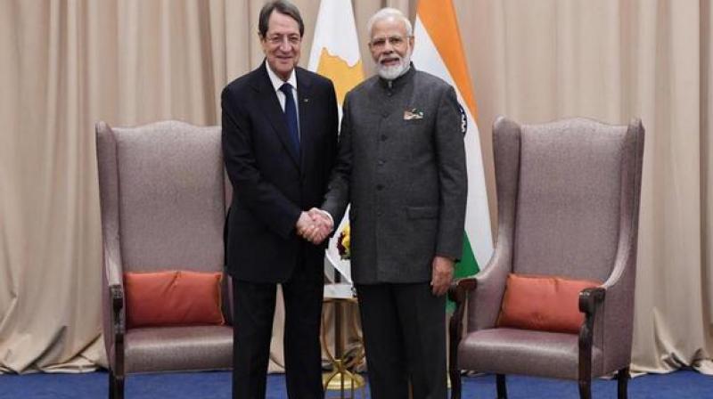 PM Modi meets Cyprus President, reiterates India\s support to island nation\s unity