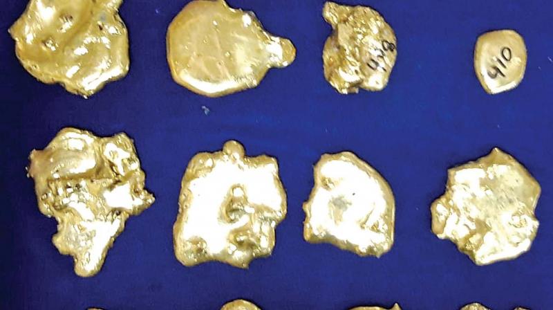 Totally, 5.33 kilograms of gold worth Rs 1.76 crore was seized by officials. Investigations are on.