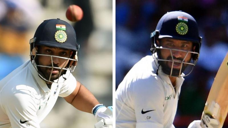 Warm-up game: Pujara 100 and Rohit 68 take India to 297/5 on Day 1