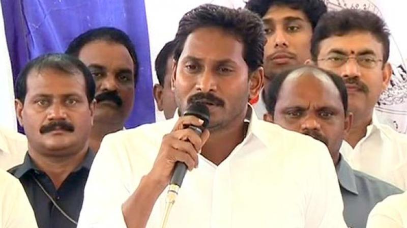 We are calling for Andhra Pradesh bandh against the injustice meted out to the state by the central government, YSR Congress Party president YS Jaganmohan Reddy told reporters at Kakinada. (Photo: ANI)