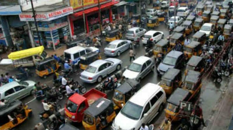 Gajuwaka area in Vizag city has emerged as a nightmare for motorists for the past few years, not a single review meeting was held so far to address the issue  and mitigate the traffic chaos. (Representational image)