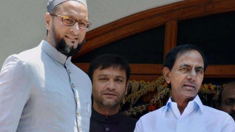 K Chandrasekhar Rao and Asaduddin Owaisi are on same page as far as bringing together regional parties and promoting a non-BJP and non-Congress federal front are concerned. (Photo: File | PTI)