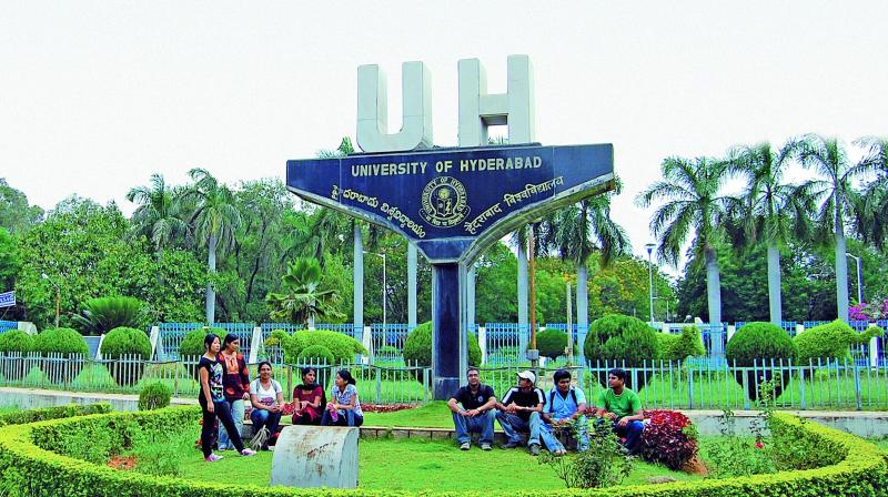University of Hyderabad students block campus road in protest