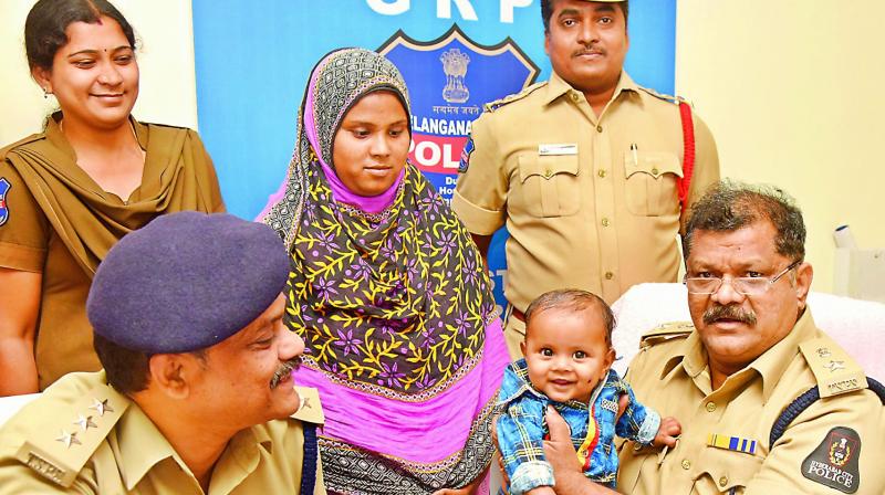 Eight-month-old minor who was kidnapped on November 29 from Lalaguda railway station was rescued by the Government Railway Police on Sunday in Secunderabad. 	 S. Surender Reddy