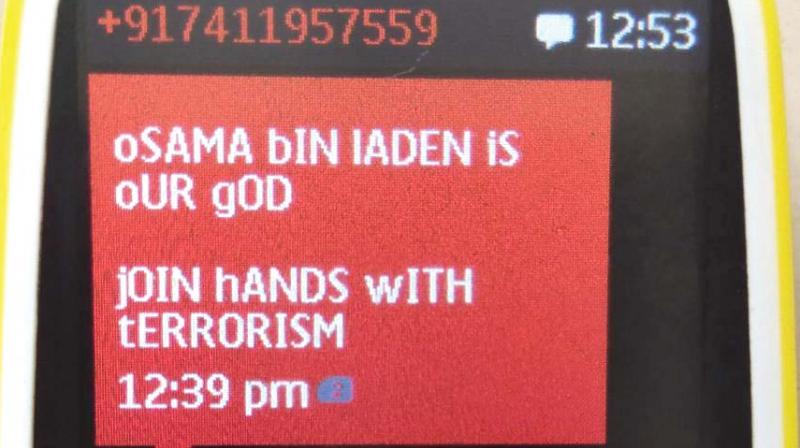 AIYF leader here has received an unusual message saying, Osama Bin Laden is our god. Join hands with terrorism.