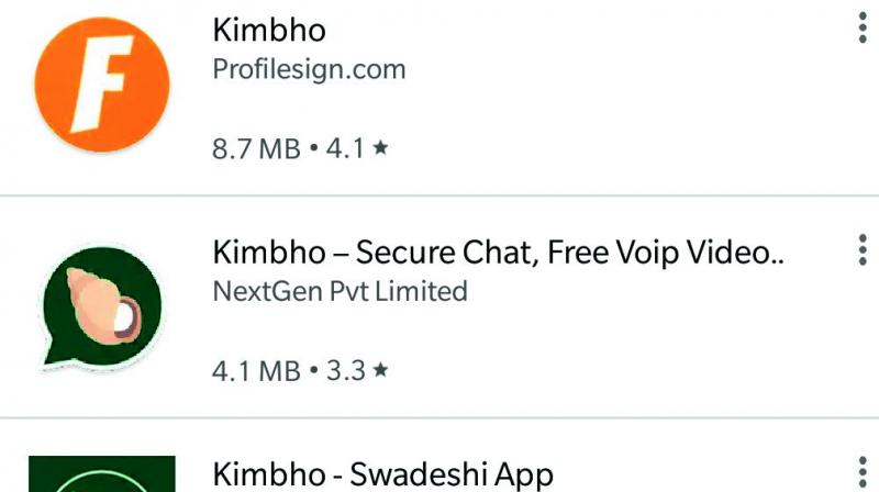 A few duplicates of Kimbho app available on Google play store.