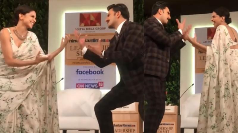 Screengrabs from Deepika Padukone and Ranveer singhs dance at an event for a media group in Delhi on Friday.