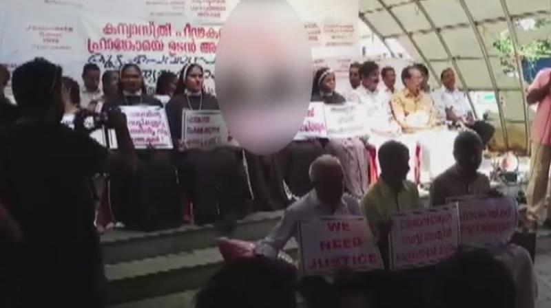 Joining the dharna organised by various Catholic organisations seeking reformation in the church, the nuns alleged that the victim had been denied justice by the Catholic Church, police and the government. (Photo: Twitter | ANi)