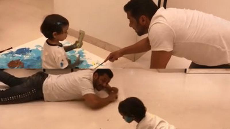Salman Khan with his nephew Ahil. (Courtesy: Instagram)