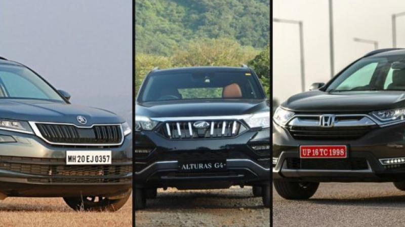The Mahindra Alturas G4 is the biggest SUV of the three in every proportion and by quite a margin.