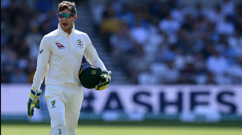 TIm Paine wasted Australias last review on a leg-side lbw appeal against tailender Jack Leach, denying spinner Nathan Lyon a referral for a much stronger leg before shout soon after against Ben Stokes. (Photo:AFP)