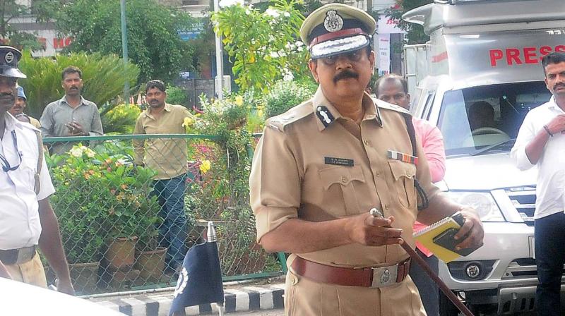 T.P. Senkumar arrives at the Secretariat for his first meeting with Chief Minister Pinarayi Vijayan on Monday after taking over as State Police Chief. (Photo: DC)