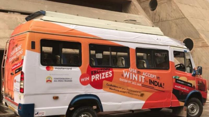 Union minister Smriti Irani on Wednesday flagged off a digital rath as part of an initiative to spread awareness about digital payments. (Photo: Twitter| A