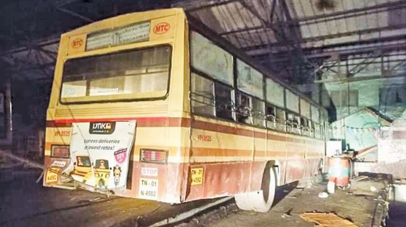 Two mechanics killed as bus runs into Vadapalani depot