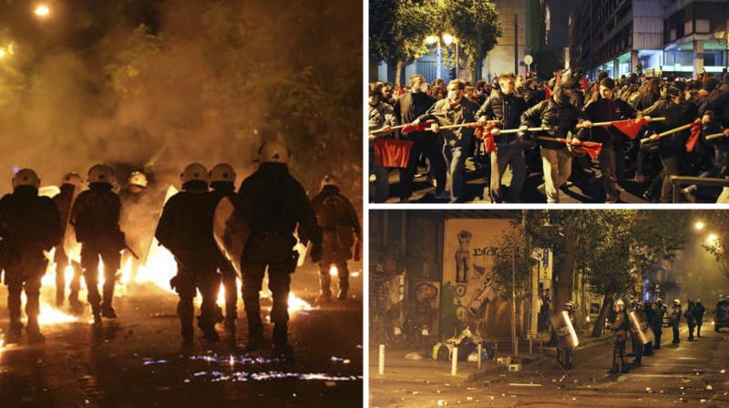 Greek police use tear gas in Athens as left-wing marchers protest Obamas visit