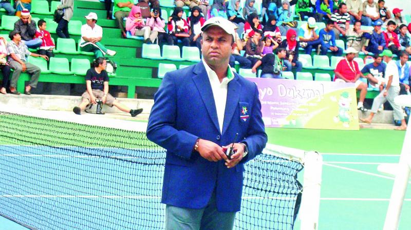 J. Shiva Kumar Reddy officiates a tournament in this file photo.