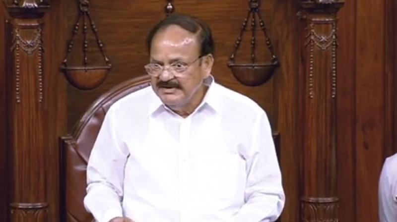 Rajya Sabha speaker M Venkaiah Naidu said, I was very upset yesterday when some members ran menacingly towards the well of the House. I hope it will not be repeated. I dont want to name anybody, House should function smoothly. (Photo: PTI | File)