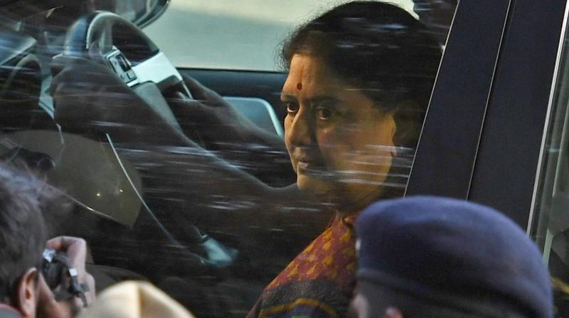 AIADMK General secretary VK Sasikala arrives to surrender at the special court after she convicted in DA case in Bengaluru on Wednesday. (Photo: PTI)