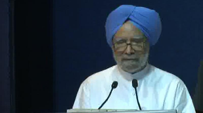Former prime minister Manmohan Singh on Friday slammed Centre on issues like demonetisation, implementation of GST and job creation in the country. (Photo: Twitter | ANI)